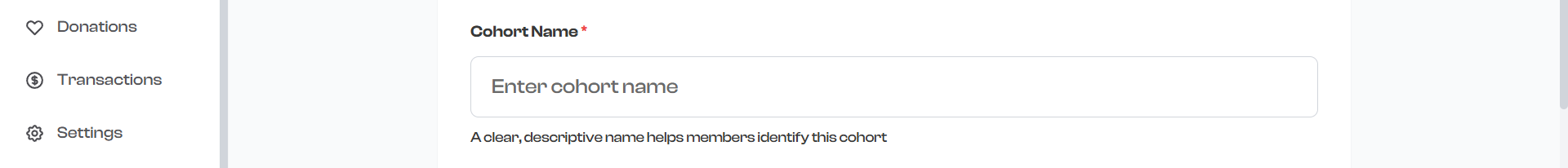 Club name input field