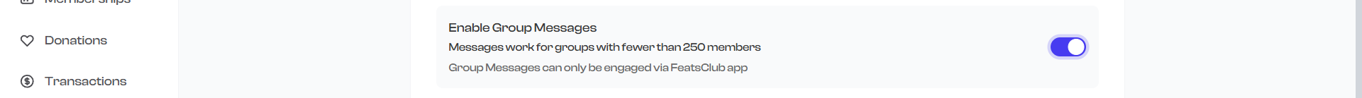 Enable Group Messages toggle