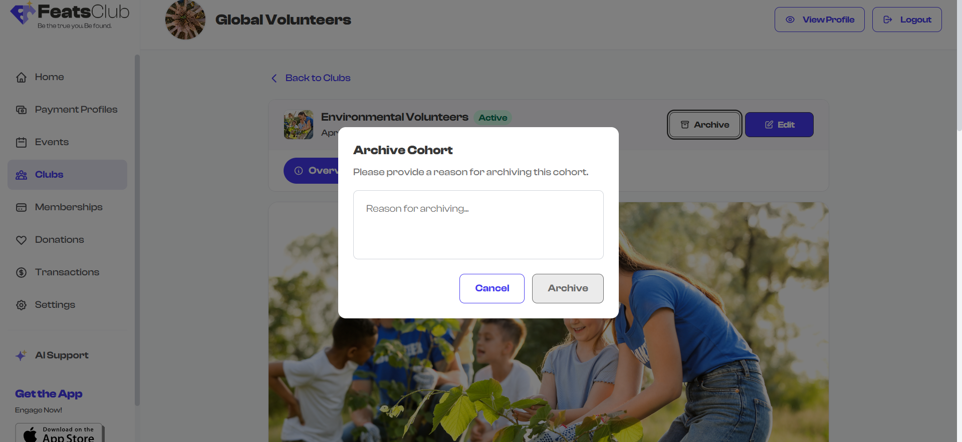Archive confirmation dialog