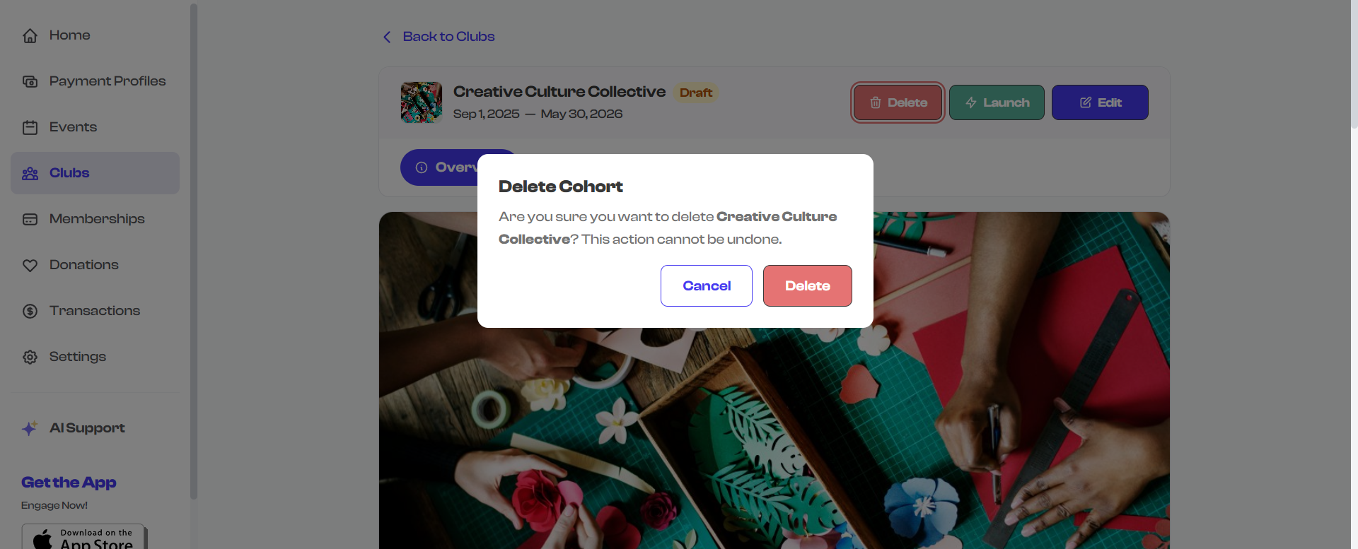 Delete confirmation dialog
