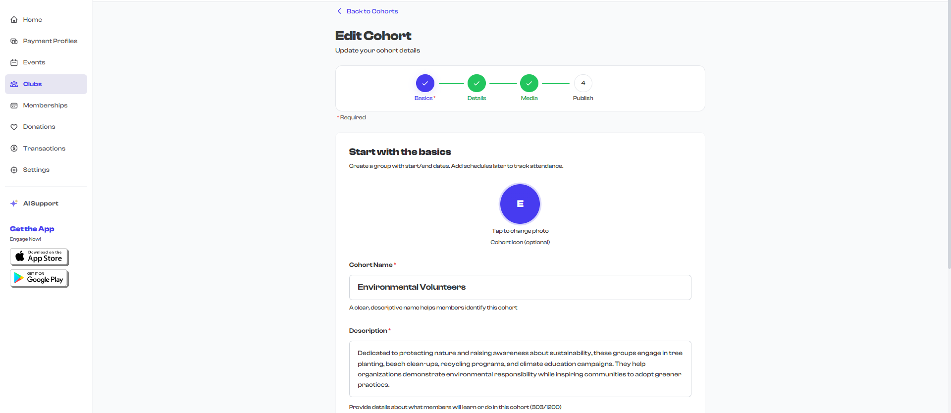 Editing wizard with pre-filled data