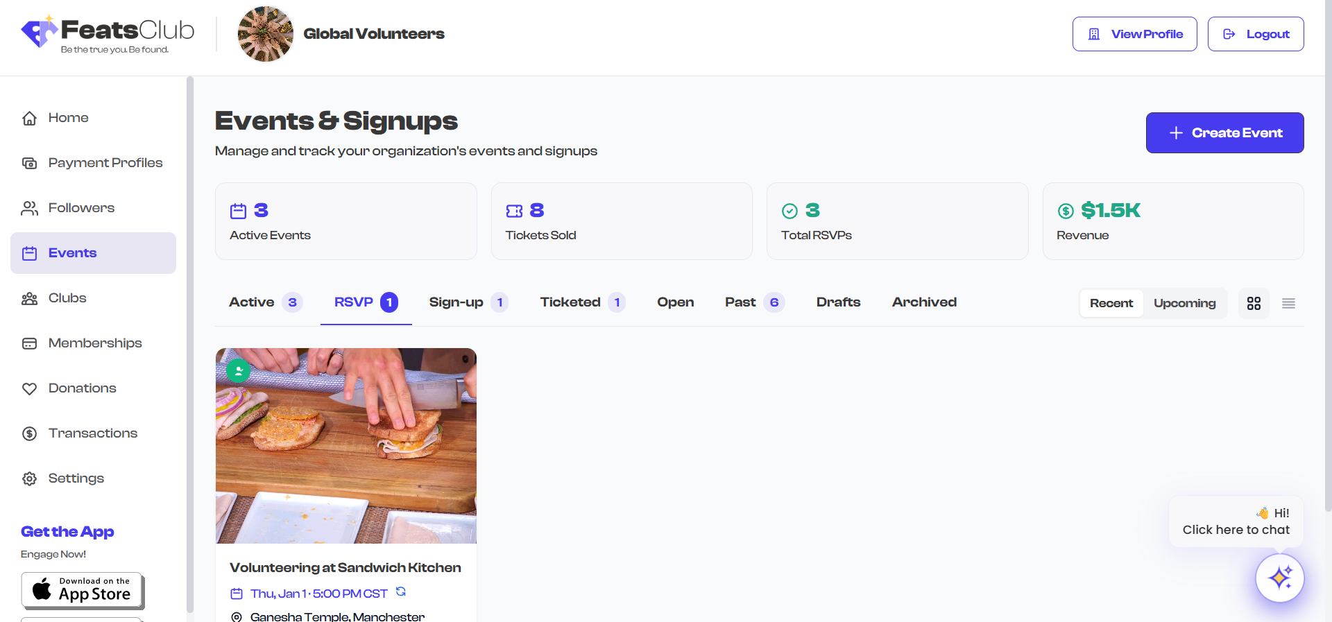 Filter tabs with count badges