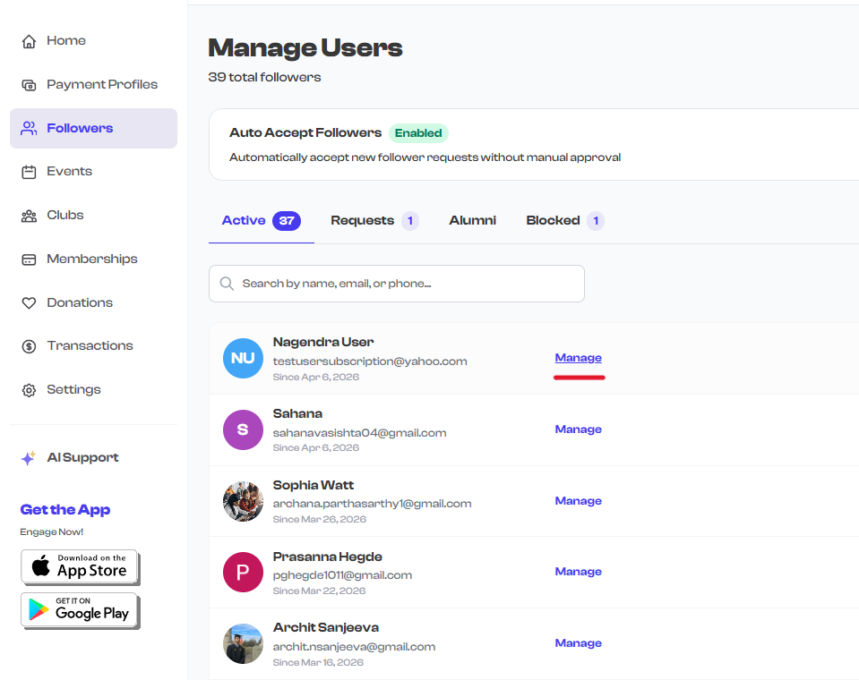 Navigating from follower dashboard to detail page