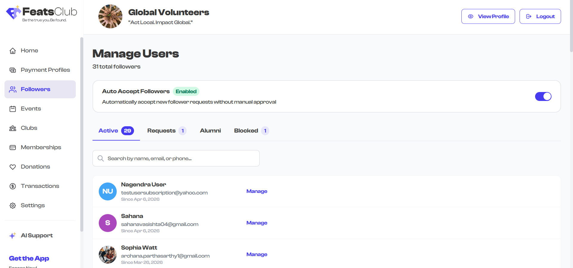 Follower Management Dashboard