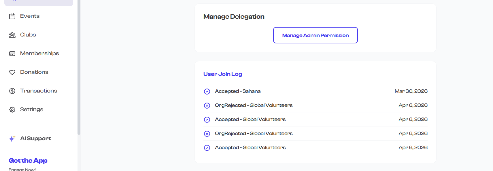 Activity Log on Follower Detail Page