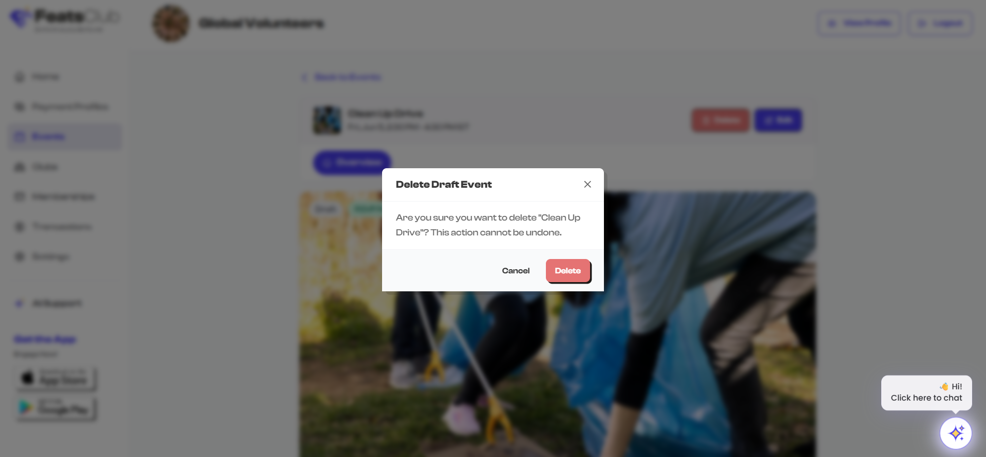 Delete confirmation dialog