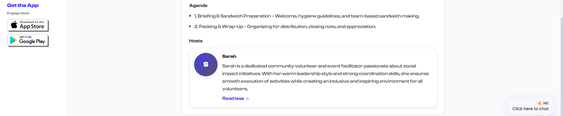 Hosts section with host cards