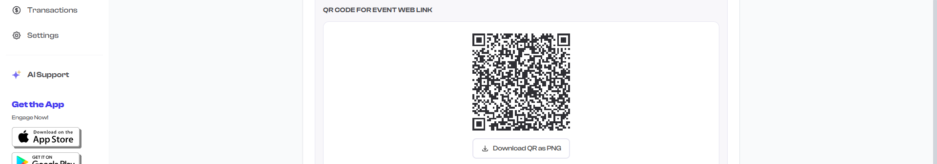 QR code on event detail page