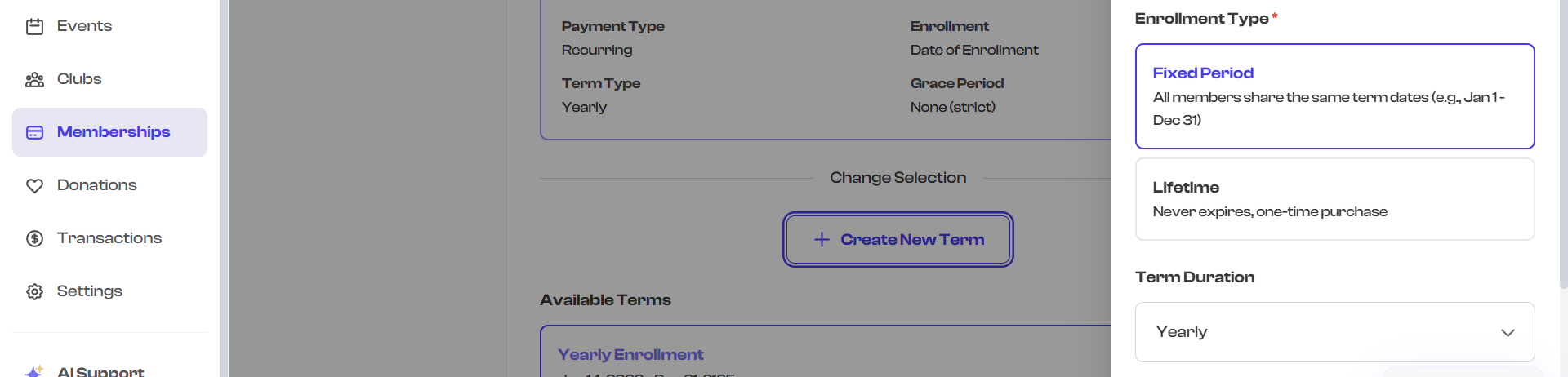 Fixed Period enrollment type selected