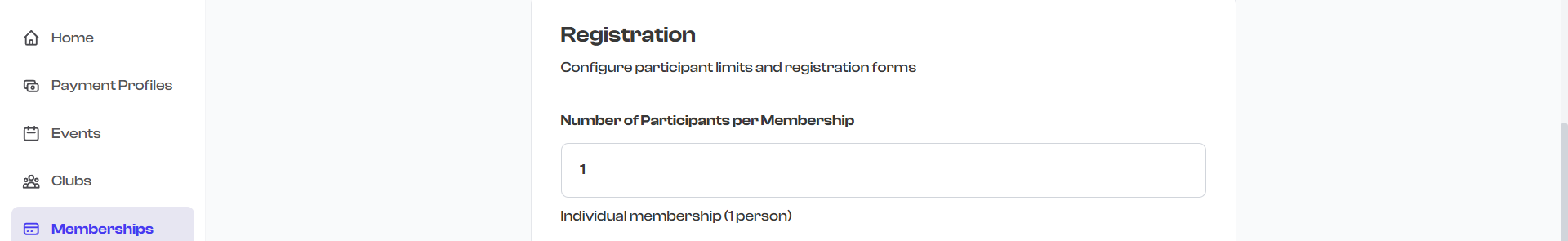 Number of participants field
