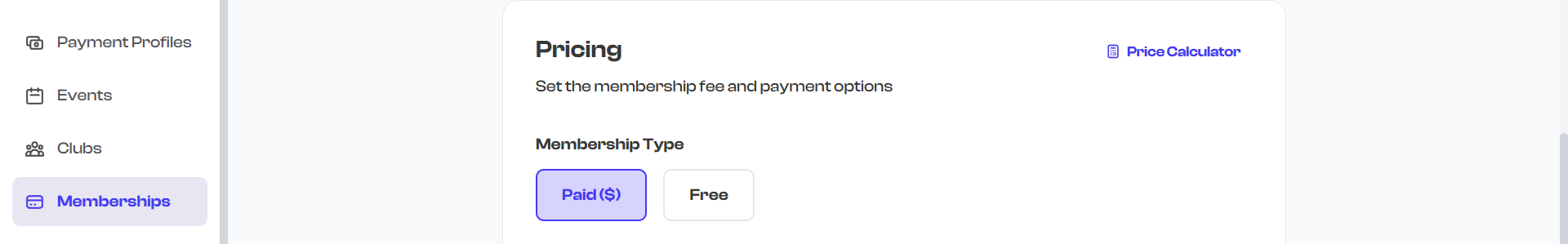 Paid vs. Free toggle