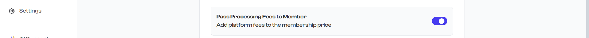 Pass Processing Fees toggle