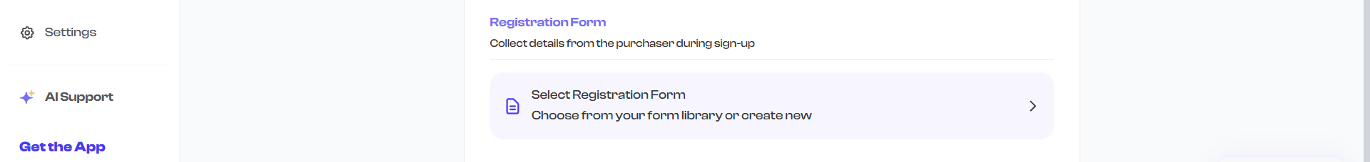 Registration Form section