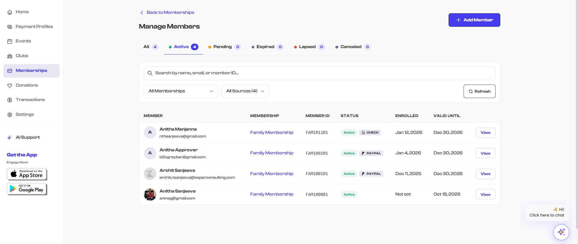 Global manage members view