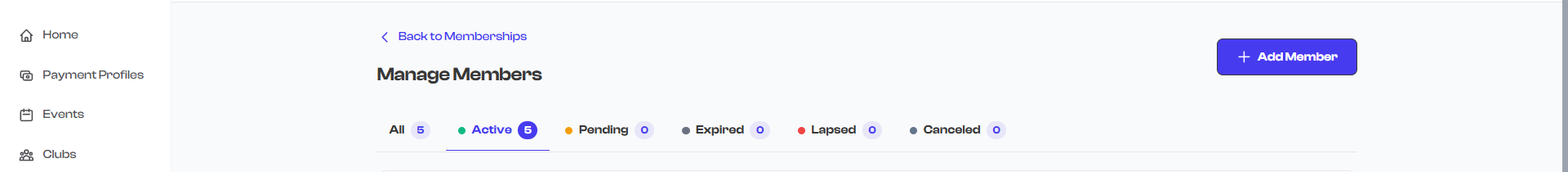 Status badges in the member list