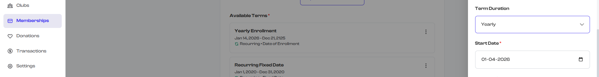 Date of Enrollment term configuration