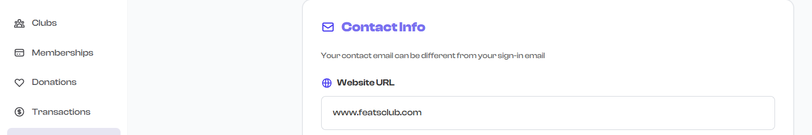Website URL field