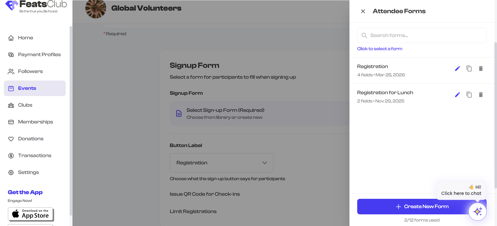 Form attachment options