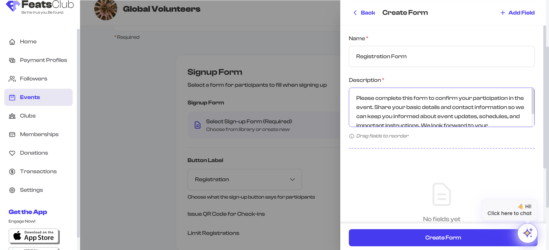 Form name and description
