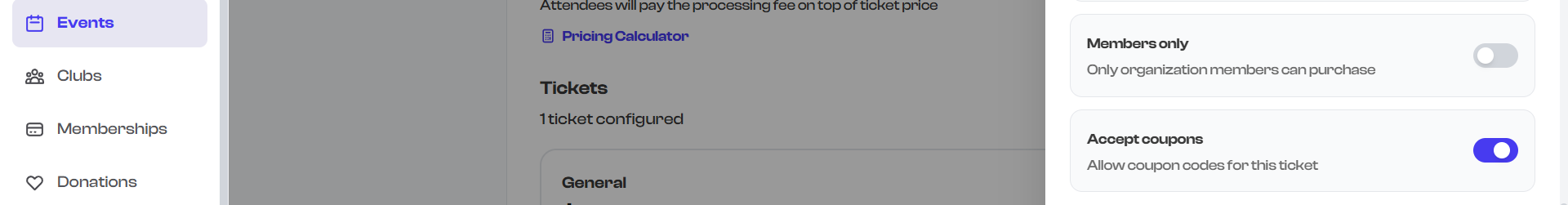 Accept coupons toggle