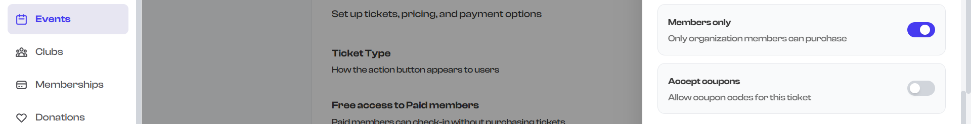 Members only toggle