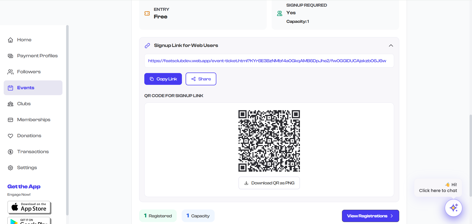 QR code scanning in the mobile app